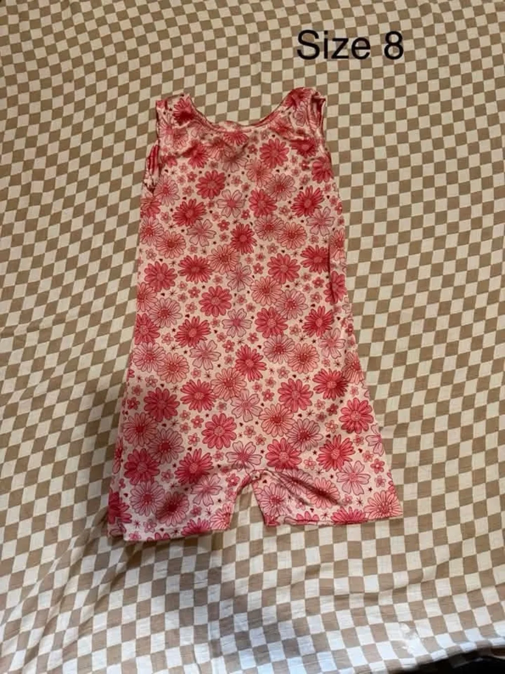 Girls' Pink Floral Sleeveless Romper - Size 8